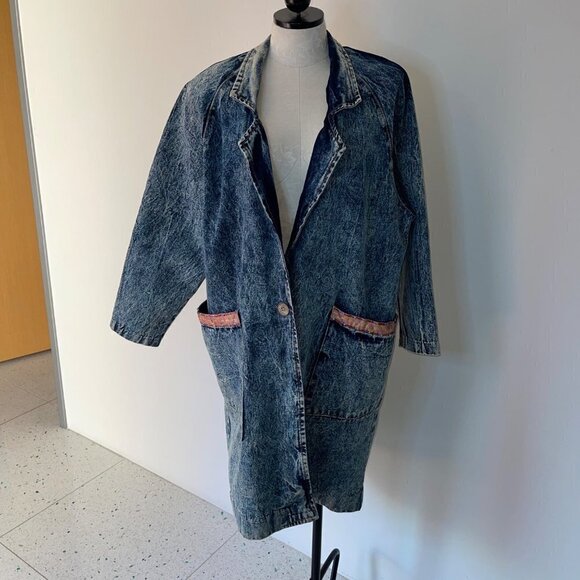 James West American Made Vintage Coat Size Medium HandPainted Acid Washed Denim - Picture 16 of 16